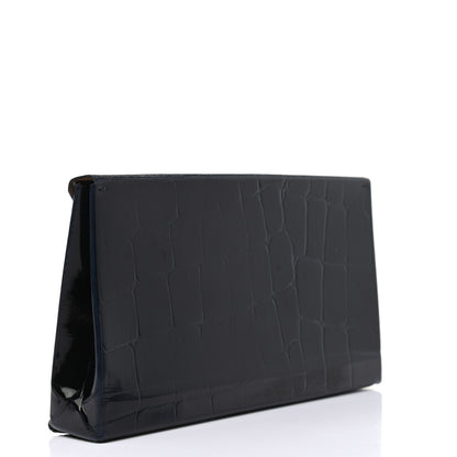 Stella McCartney Eco Patent Crocodile Embossed Envelope Clutch Black 3 of 11
