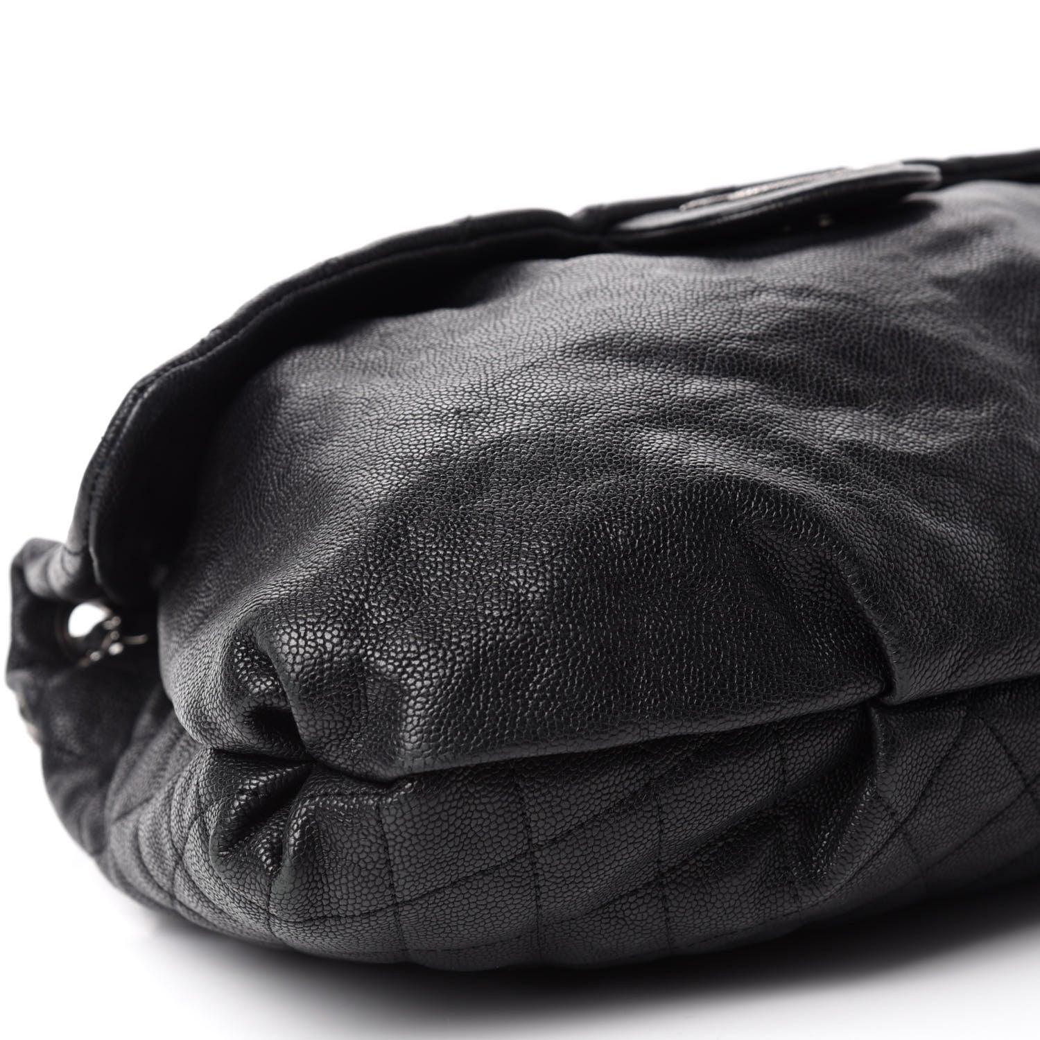 Chanel Crumpled Caviar Quilted Maxi Elastic Flap Black 6 of 10