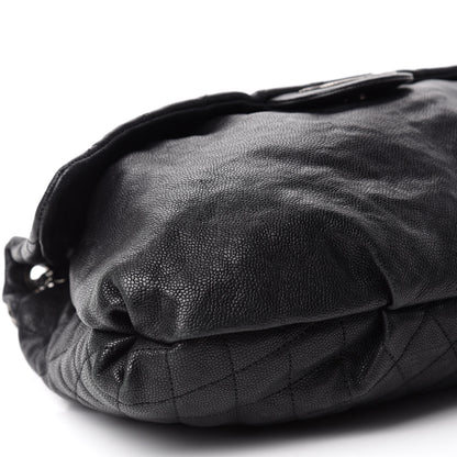 Chanel Crumpled Caviar Quilted Maxi Elastic Flap Black 6 of 10