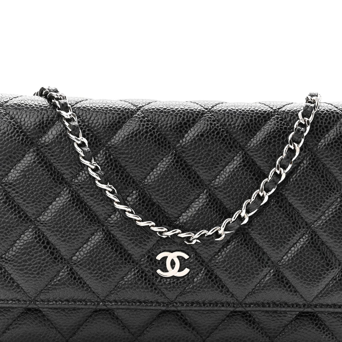 Caviar Quilted Wallet On Chain WOC Black