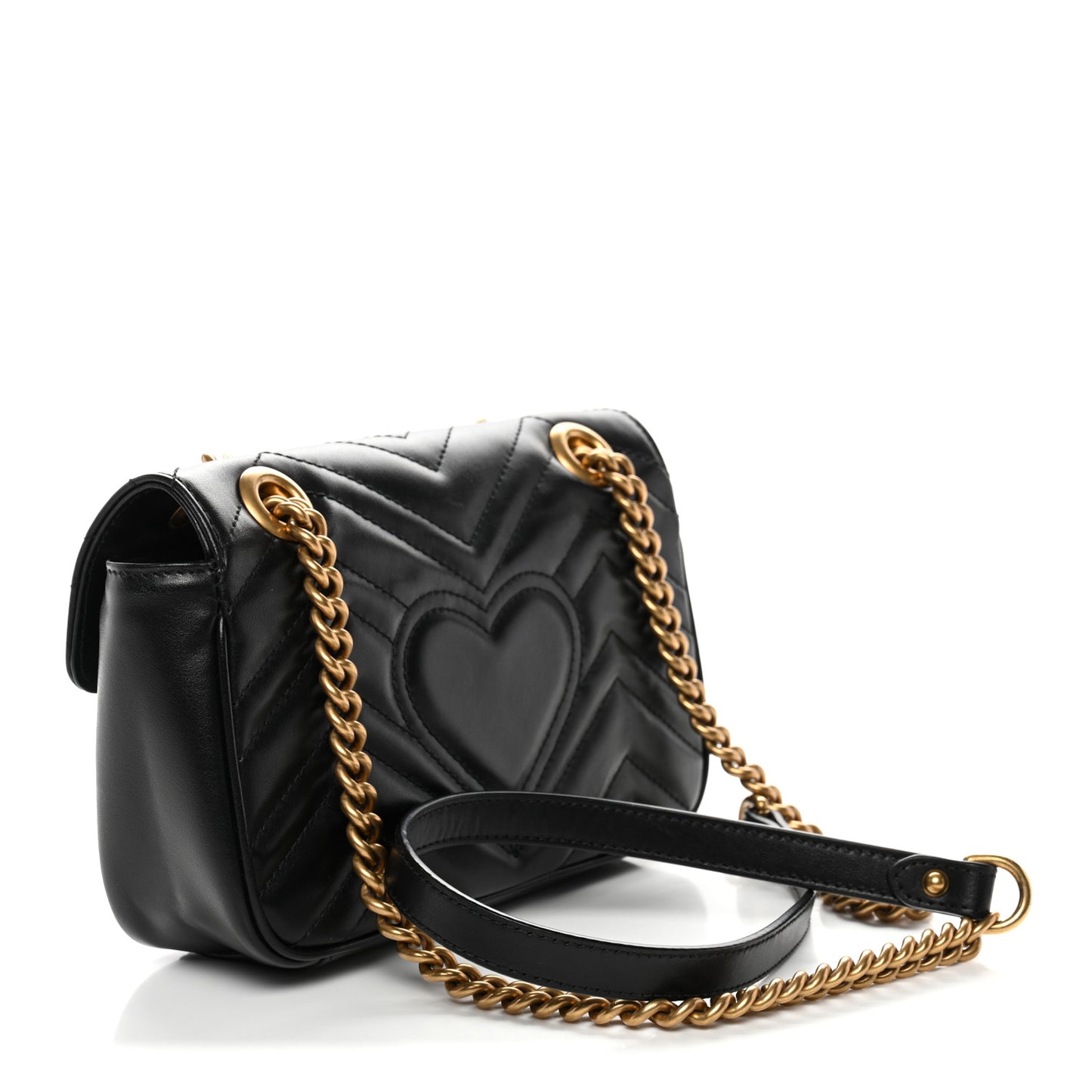Calfskin Matelasse Mini GG Marmont Shoulder Bag Black