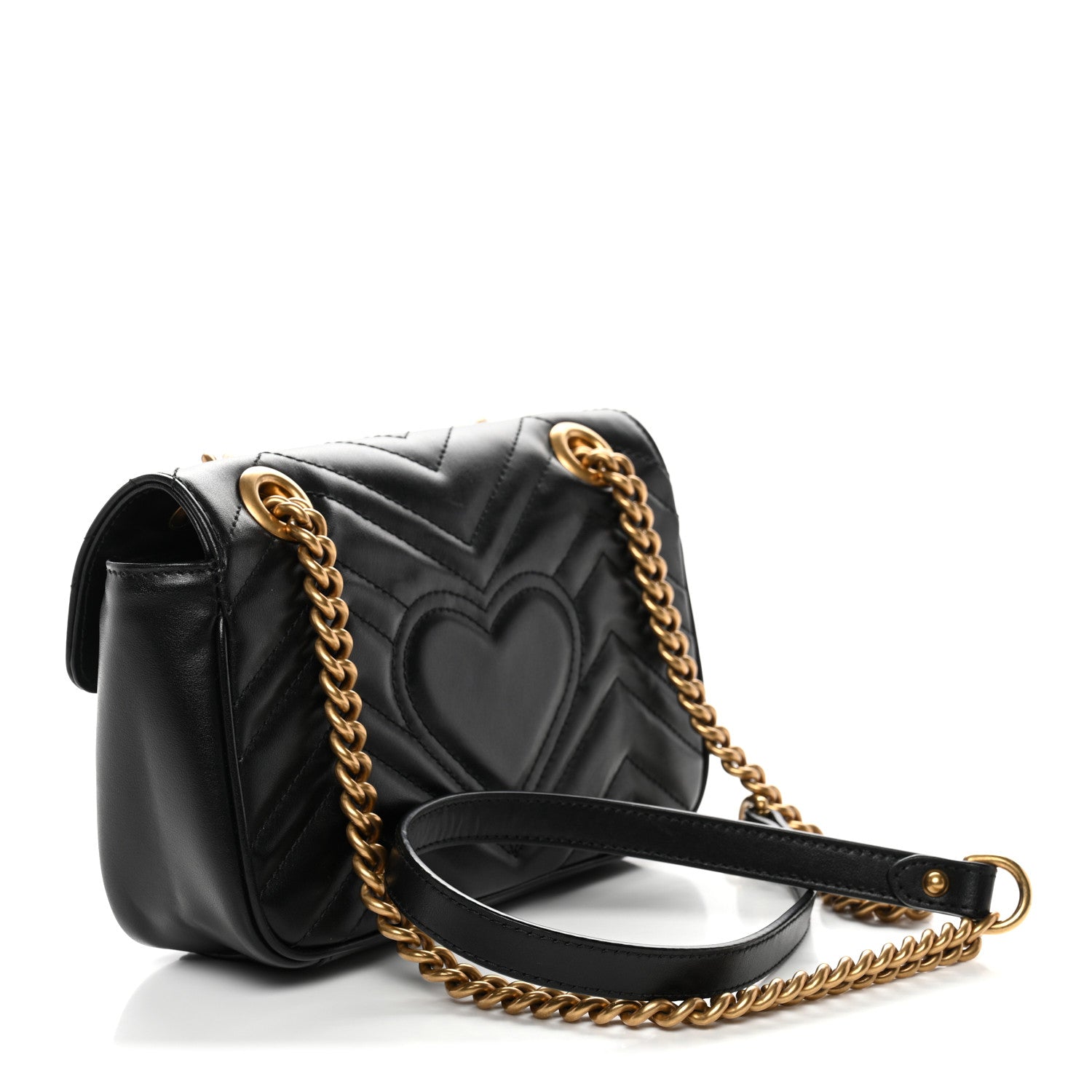 Gucci Calfskin Matelasse Mini GG Marmont Shoulder Bag Black 3 of 10