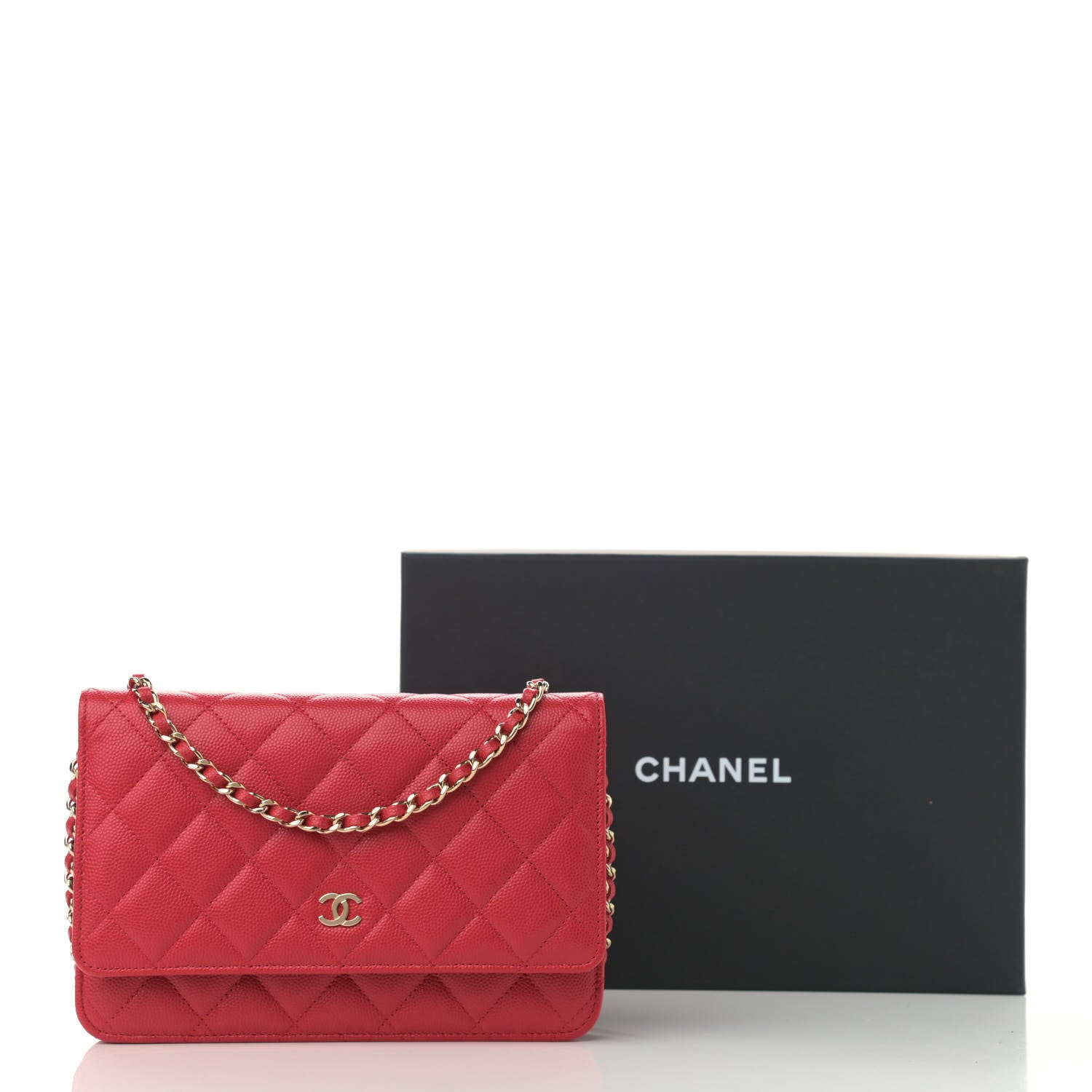 Chanel Caviar Quilted Wallet On Chain WOC Red 12 of 12