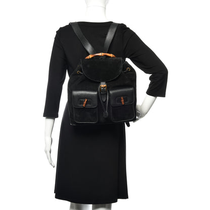 Gucci Suede Bamboo Backpack Black 2 of 13