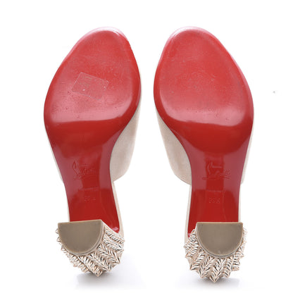 Christian Louboutin Glitter Spike Peep Toe Mule 39.5 Natural 6 of 9