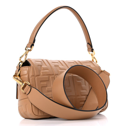 Fendi Nappa FF 1974 Embossed Baguette Miele Scuro 3 of 10