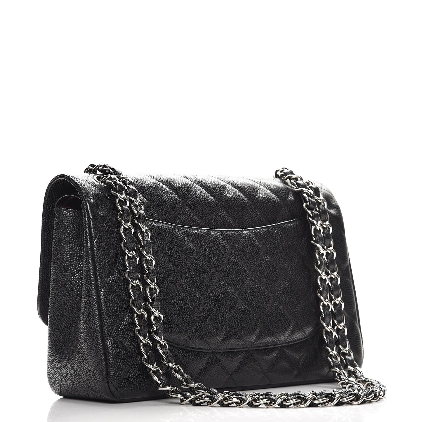 Caviar Quilted Jumbo Double Flap Black