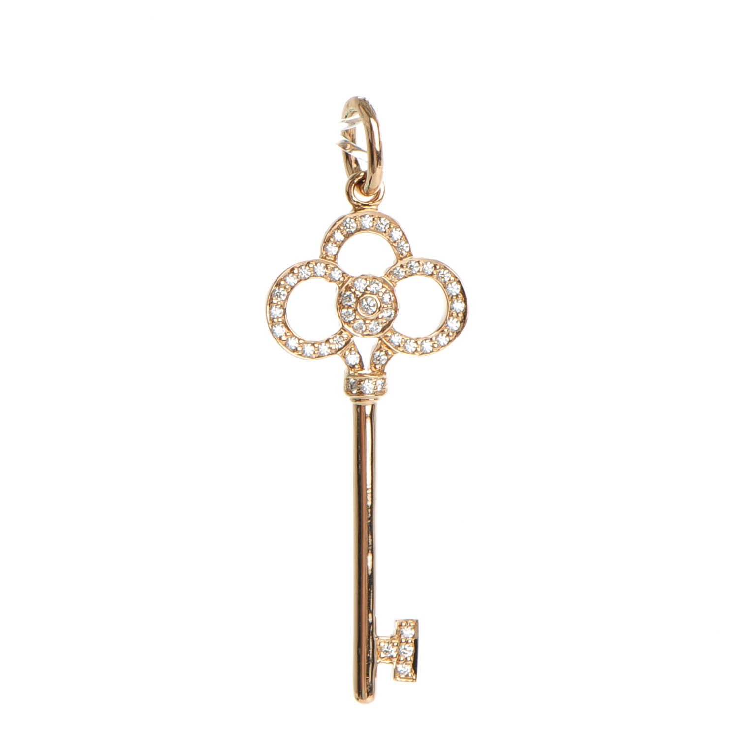 Tiffany 18K Rose Gold Diamond Crown Key Pendant 1 of 5