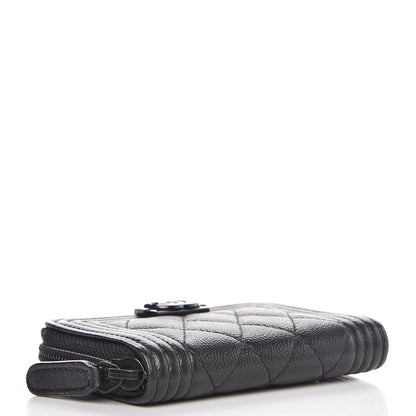 Chanel Caviar Quilted Boy Zip Around Coin Purse Wallet So Black 4 of 8