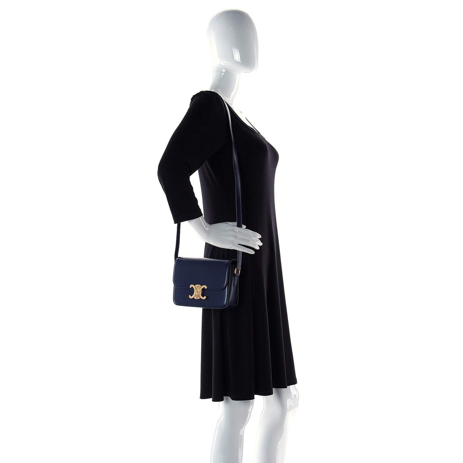 Celine Shiny Calfskin Teen Triomphe Dark Blue 3 of 5