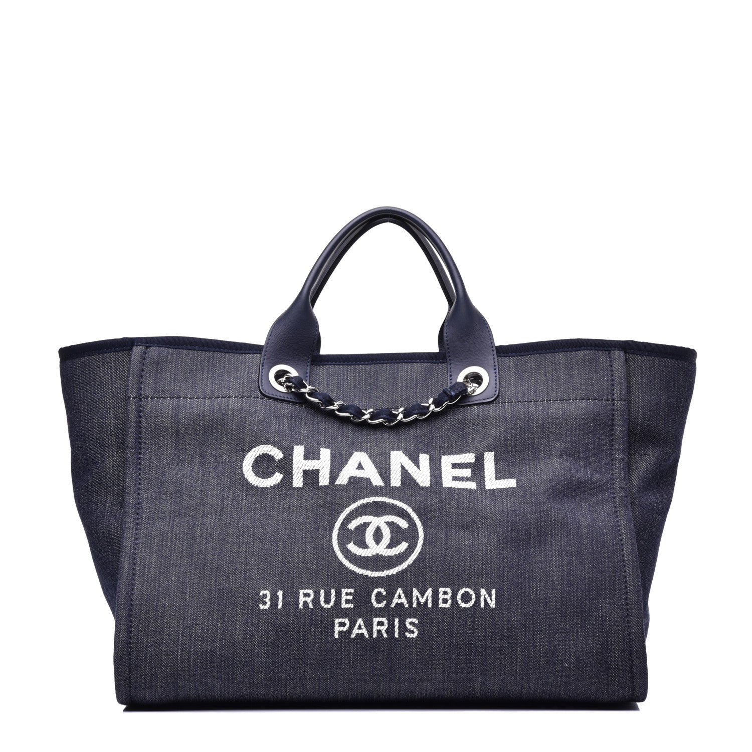 Chanel Denim Medium Deauville Tote Dark Blue 1 of 9