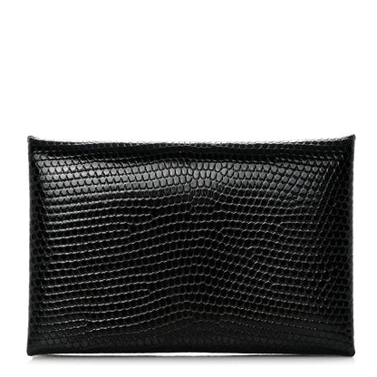 Hermes Lizard Calvi Card Case Black 1 of 8
