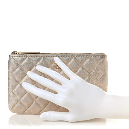 Chanel Metallic Lambskin Quilted Cosmetic Case Gold 2 of 7