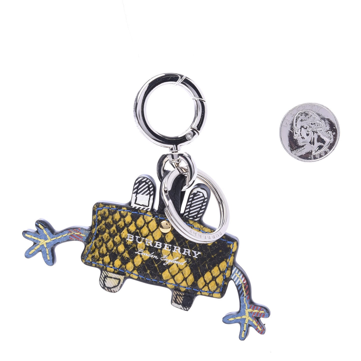 Calfskin Snakeskin Embossed Studded Monster Bag Charm Bright Toffee Black