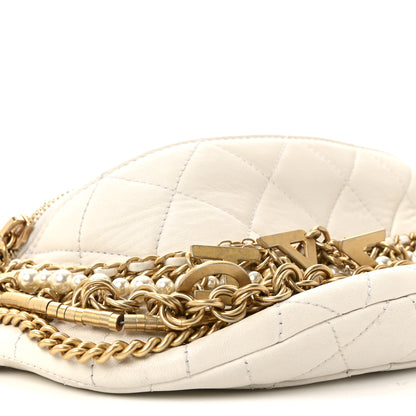 Chanel Lambskin Quilted All About Chains Waist Belt Bag White 9 of 10