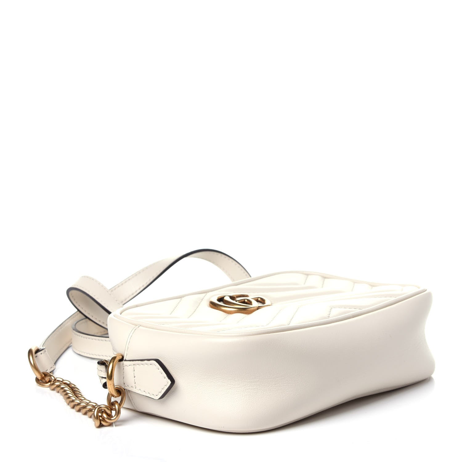 Gucci Calfskin Matelasse Mini GG Marmont Chain Shoulder Bag White 4 of 11
