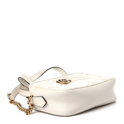 Gucci Calfskin Matelasse Mini GG Marmont Chain Shoulder Bag White 4 of 11