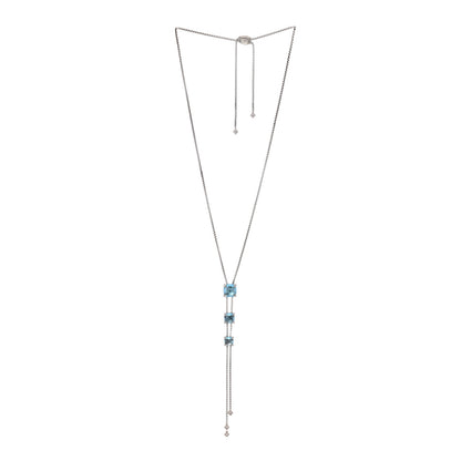 David Yurman Sterling Silver Diamond Blue Topaz Chatelaine Lariat Necklace 3 of 4