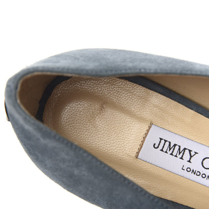 Jimmy Choo Suede Fox Fur Gale Ballet Flats 40 Blue 7 of 8