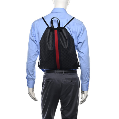 Gucci Soft GG Supreme Monogram Appia Calfskin Web Drawstring Backpack Black 3 of 10