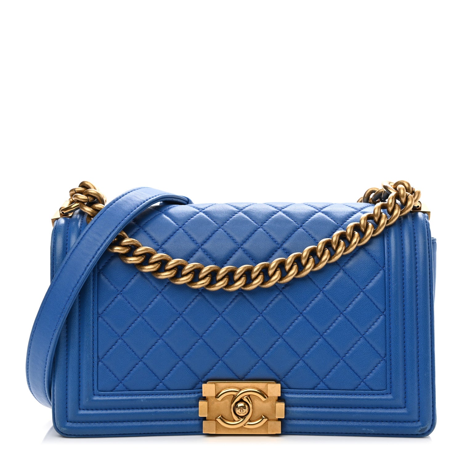 Chanel Lambskin Quilted Medium Boy Flap Blue 1 of 10