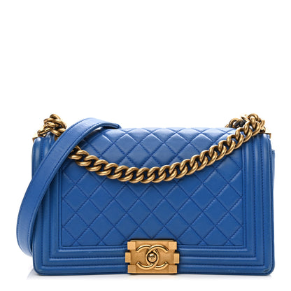 Chanel Lambskin Quilted Medium Boy Flap Blue 1 of 10