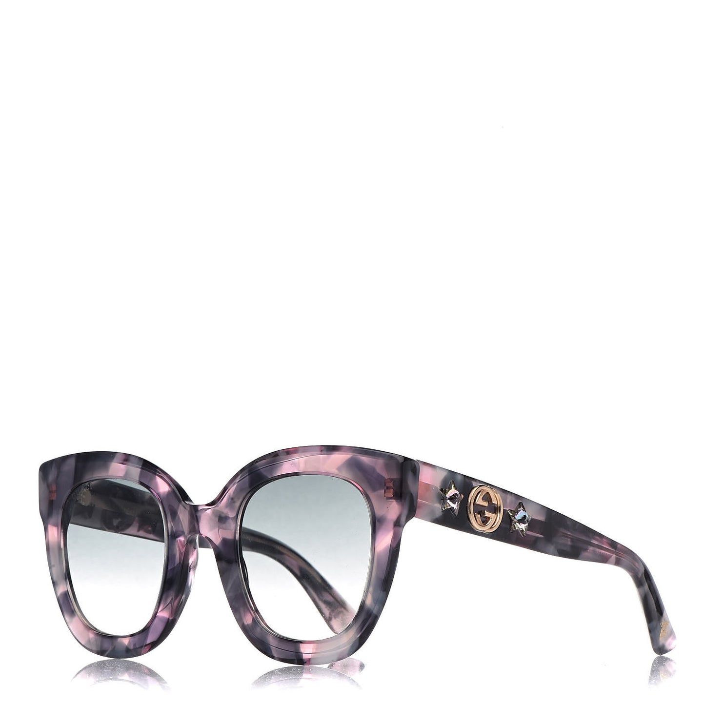 Round Frame Star Sunglasses GG0208S Grey Pink