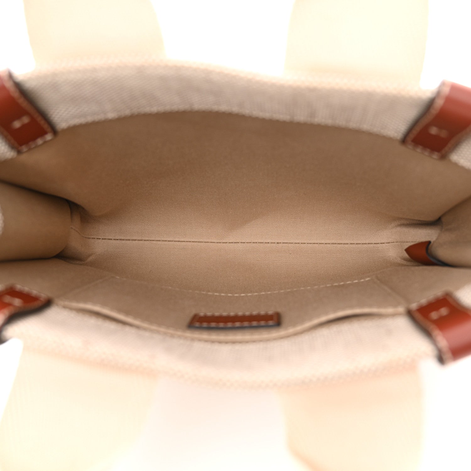 Chloe Cotton Calfskin Small Woody Ribbon Tote White Brown 5 of 12