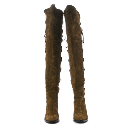 Jimmy Choo Suede Mayfair 65 Boots 36.5 Olive 2 of 9