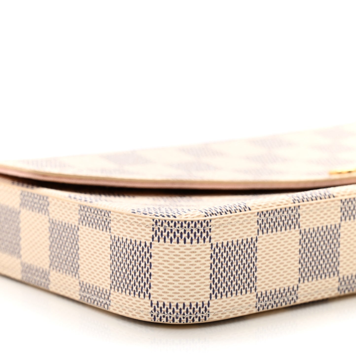 Damier Azur Pochette Felicie Chain Wallet Rose Ballerine