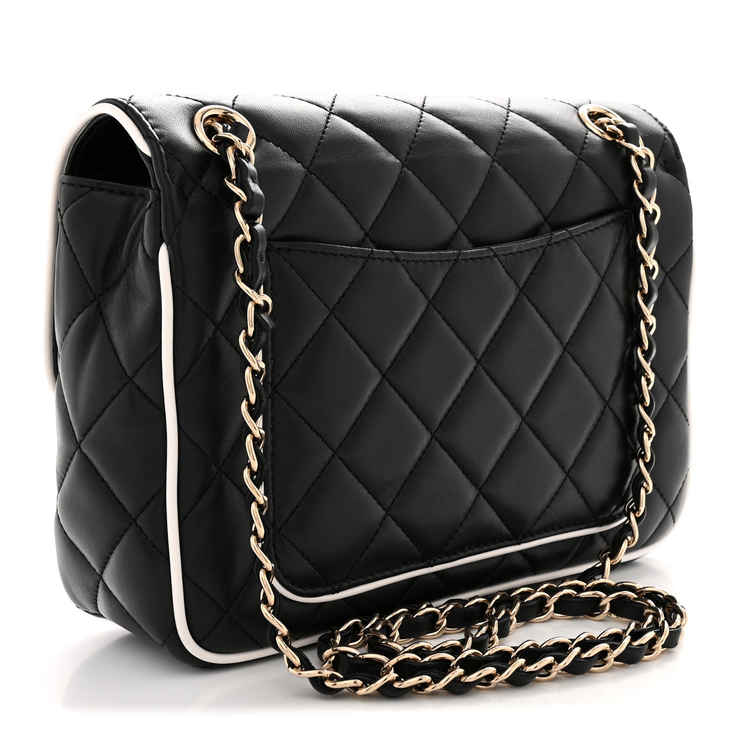 Chanel Lambskin Quilted Resin Graphic Frame Flap Bag Black White 3 of 11