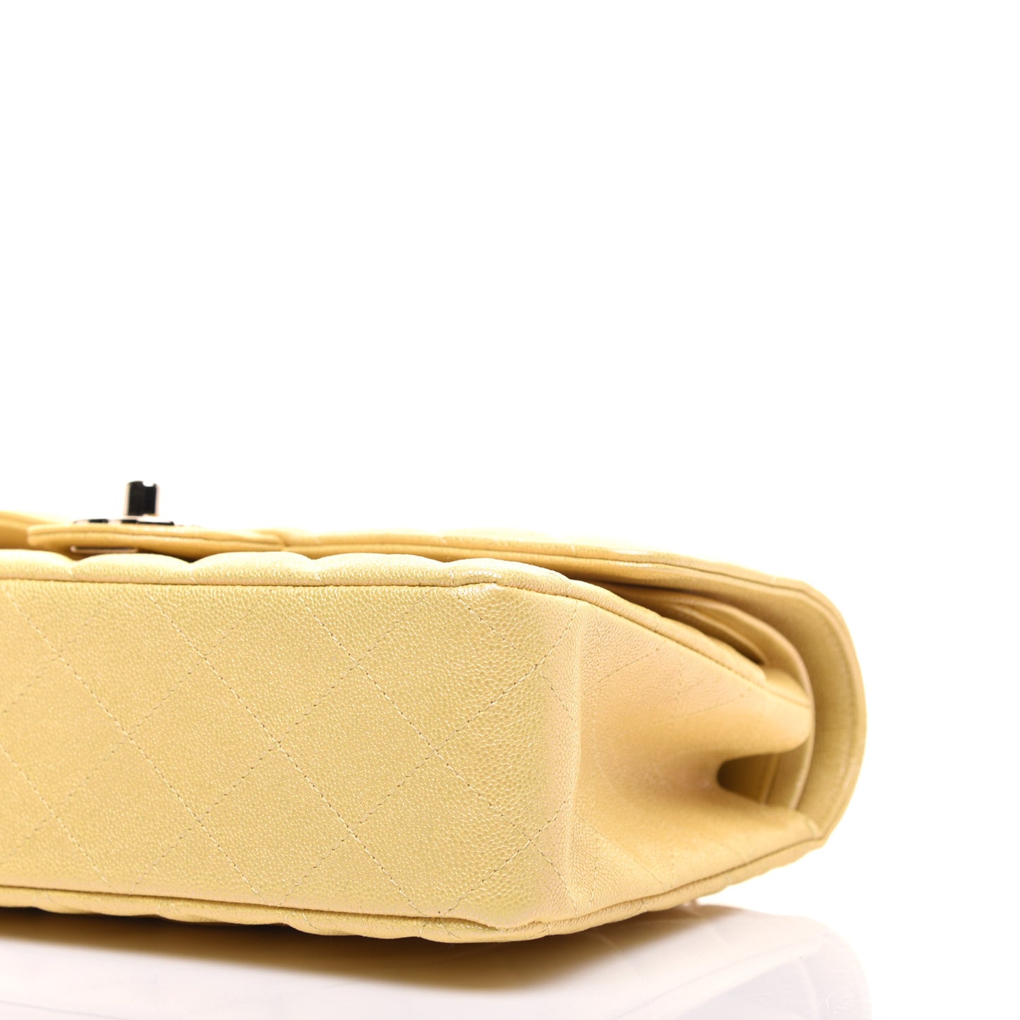 Iridescent Caviar Quilted Medium Double Flap Yellow