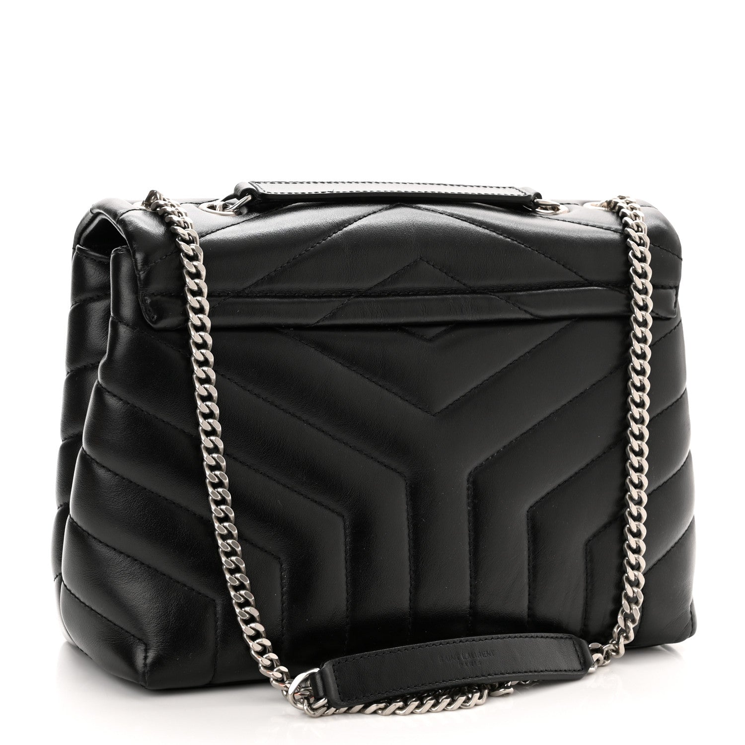 Saint Laurent Calfskin Y Quilted Monogram Small Loulou Chain Satchel Black 3 of 10