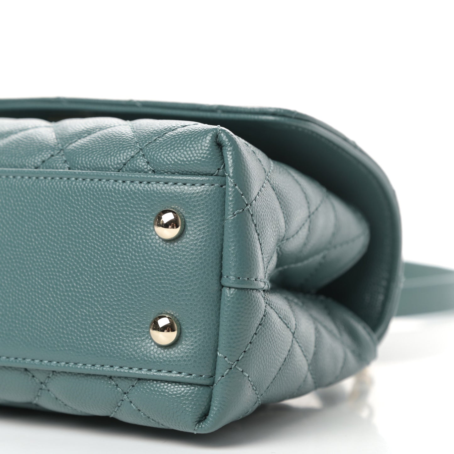 Caviar Quilted Mini Coco Handle Flap Green