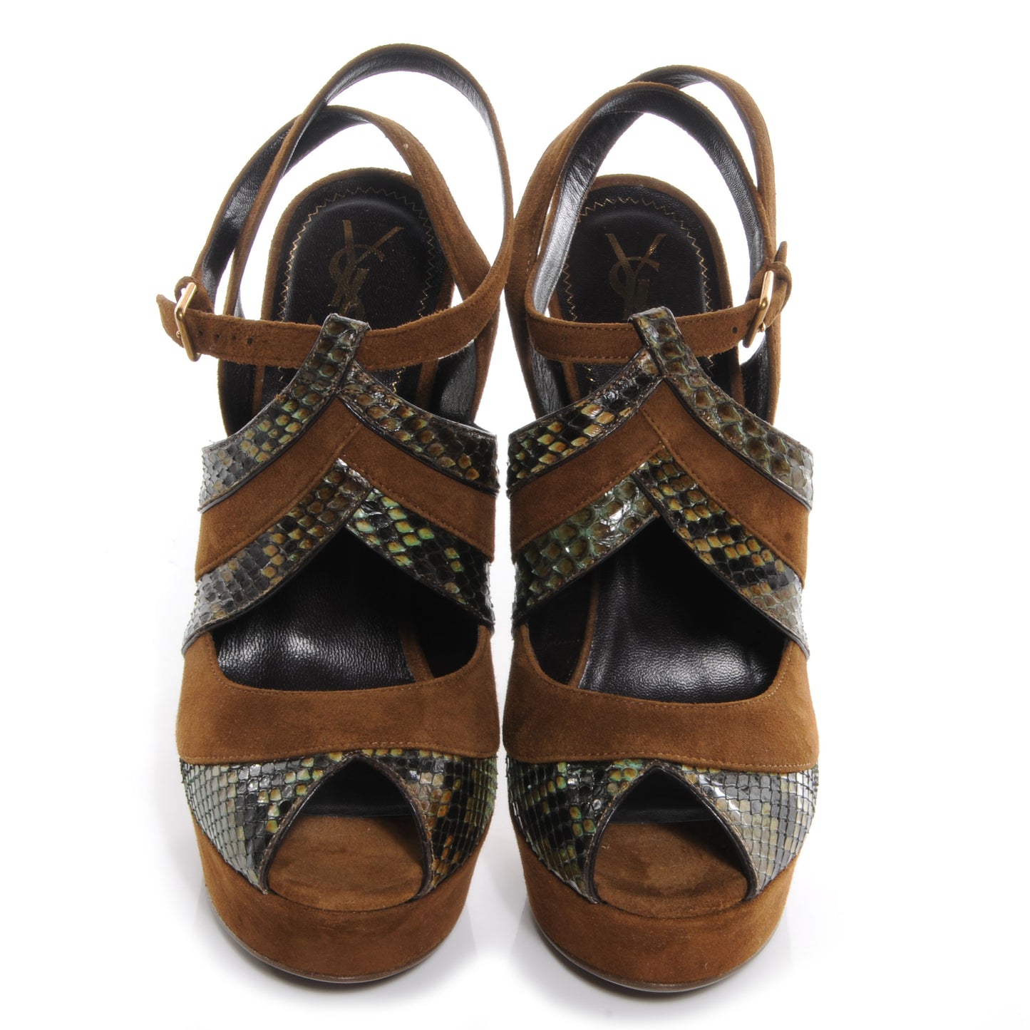 Suede Python Palais 105 Heels Tobacco and Verde 39