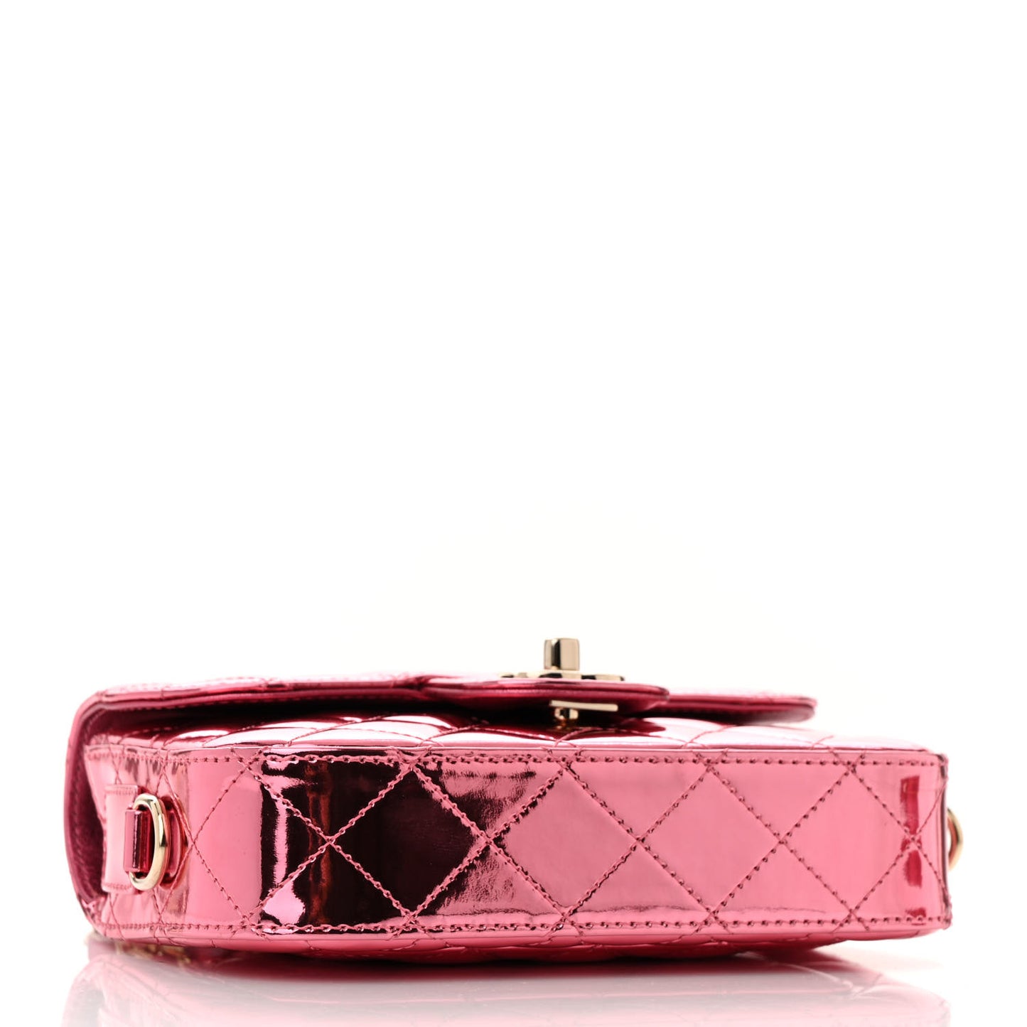 Mirror Calfskin Metallic Lambskin Quilted Hollywood Boulevard Mini Flap With Star Coin Purse Pink