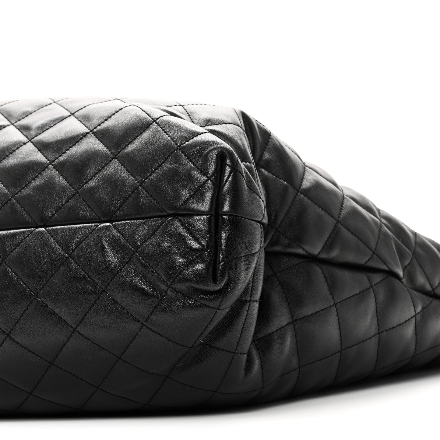 Lambskin Quilted Maxi Icare Shopping Tote Black