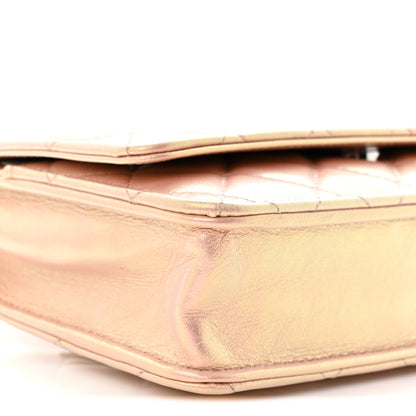 Chanel Iridescent Calfskin Quilted Wallet On Chain WOC Pink 10 of 11