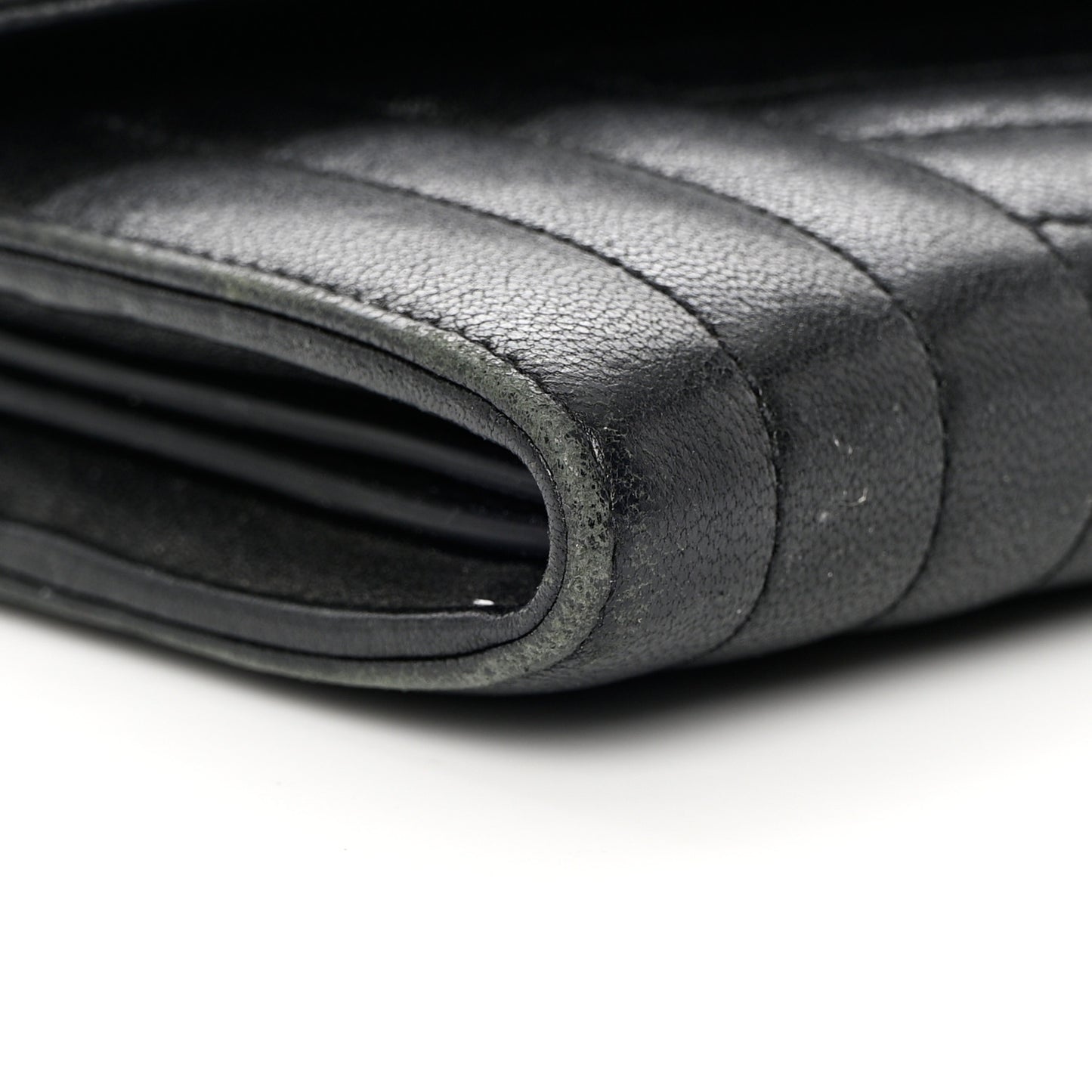 Lambskin Mixed Matelasse Quilted Large Monogram Envelope Wallet Black