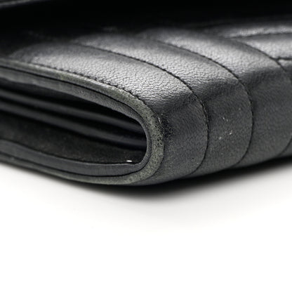 Saint Laurent Lambskin Mixed Matelasse Quilted Large Monogram Envelope Wallet Black 11 of 15