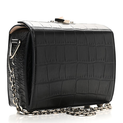 Alexander McQueen Calfskin Crocodile Embossed Box Shoulder Bag 19 Black 3 of 10