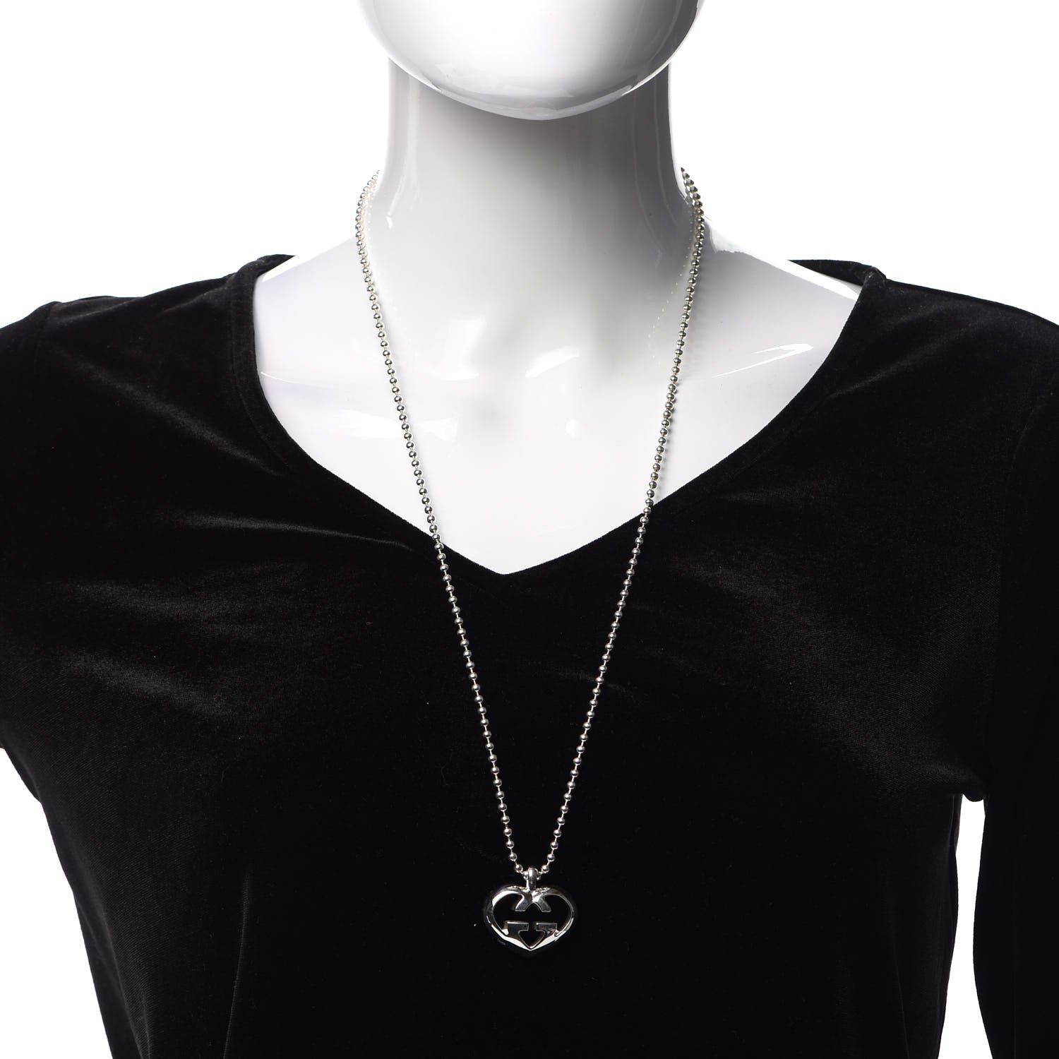 Gucci Sterling Silver Britt Heart Pendant Necklace 2 of 5