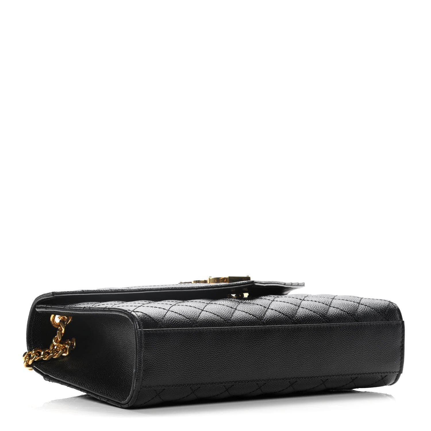 Saint Laurent Grain De Poudre Textured Mixed Matelasse Triquilt Medium Monogram Satchel Black 4 of 17