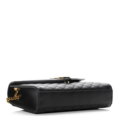 Saint Laurent Grain De Poudre Textured Mixed Matelasse Triquilt Medium Monogram Satchel Black 4 of 17