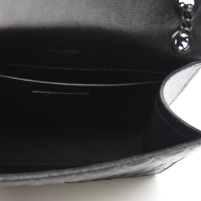 Saint Laurent Grain De Poudre Textured Mixed Matelasse Triquilt Medium Monogram Satchel Black 5 of 15
