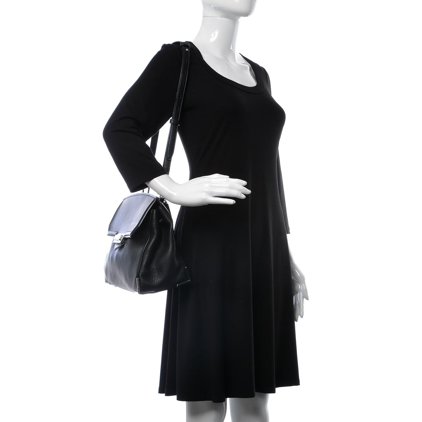 Calfskin Large Marion Black Silver Hardware
