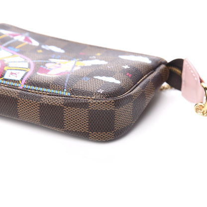 Louis Vuitton Damier Ebene 2020 Christmas Animation Big Wheel Mini Pochette Accessories Rose Ballerine 7 of 9