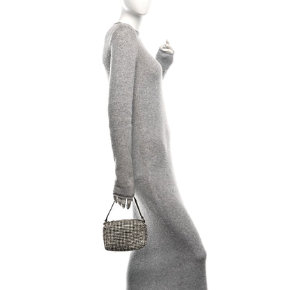 Alexander Wang Mesh Crystal Rhinestone Medium Heiress Pouch Black Silver 2 of 9