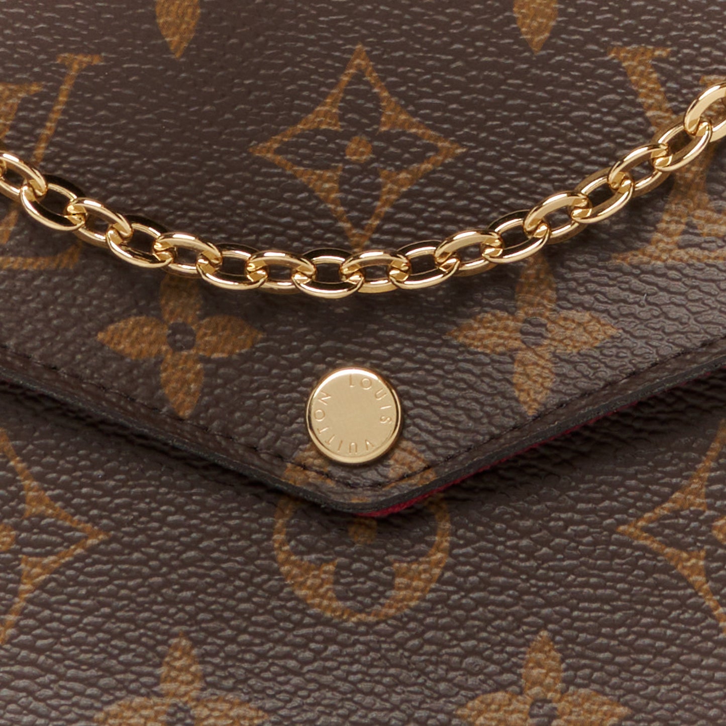 Monogram Pochette Felicie Chain Wallet Fuchsia