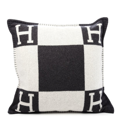 Hermes Wool Cashmere Avalon Pillow PM Ecru Gris Fonce 1 of 8